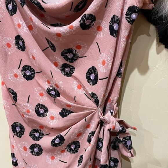 Marisa & Marie Pink Floral Wrap Dress Pink Black Made in Italy Medium - Picture 2 of 4